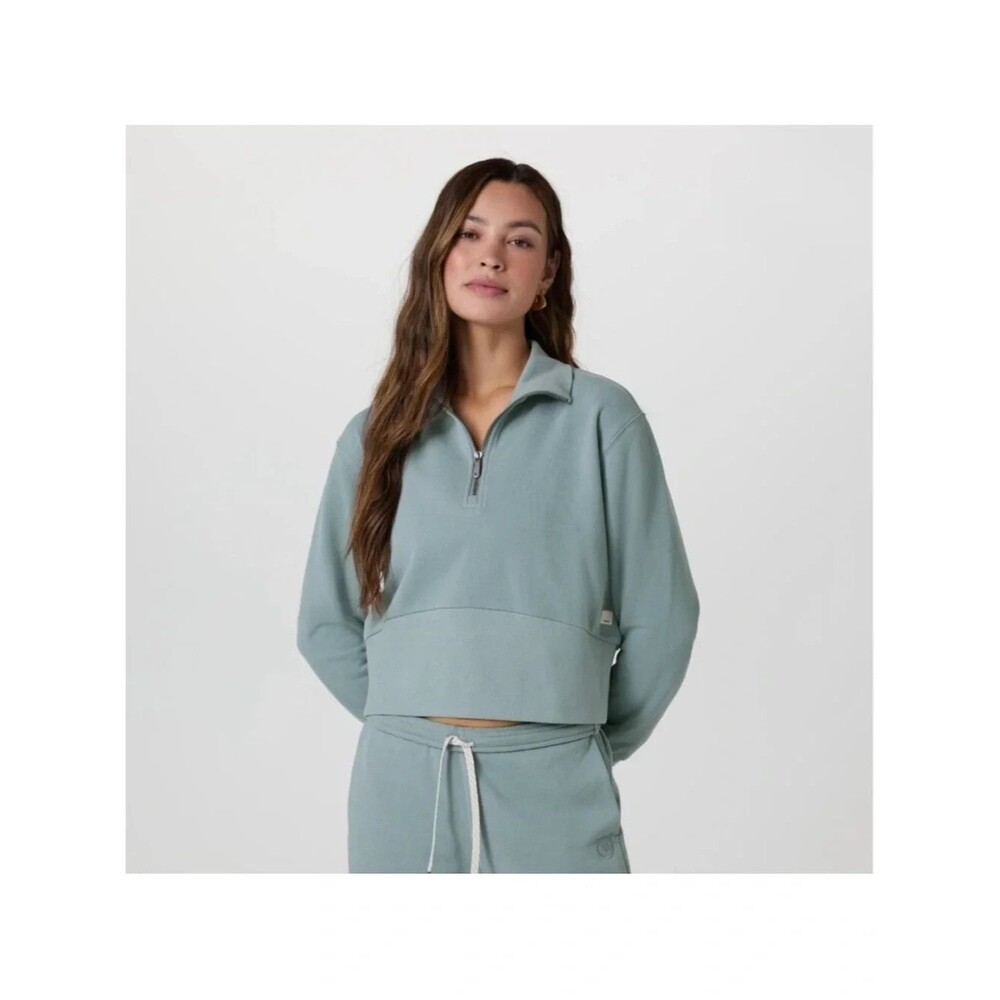 Vuori Sweatshirt Size XS Sedona Sport Cropped Quarter-Zip Mist